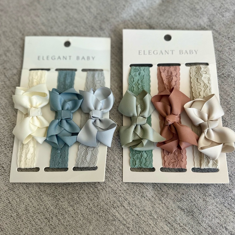 Elegant Baby baby Bow bows Headband Collection - White, Blue, Gray, Green, Brown